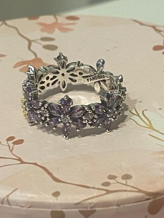 Anillo Pandora Talla 58 Morado y Dorado