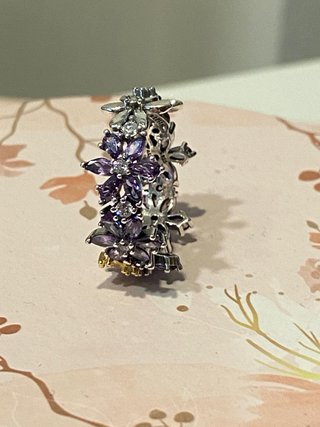 Anillo Pandora Talla 58 Morado y Dorado