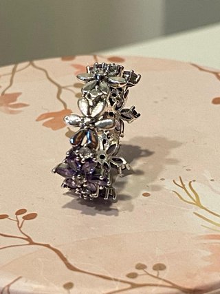 Anillo Pandora Talla 58 Morado y Dorado