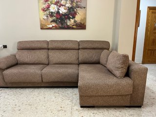 Sofá Cheslong Marrón y Beige