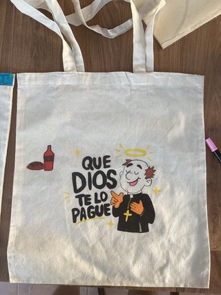 Bolso de tela divertido Que Dios te lo pague