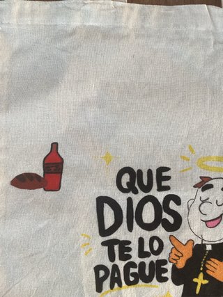 Bolso de tela divertido Que Dios te lo pague