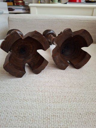 Candelabros Vintage Madera Tallada (25/26cm)