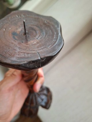 Candelabros Vintage Madera Tallada (25/26cm)
