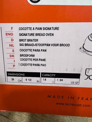 Le Creuset Cocotte / Forno Pão Ferro Fundido Preto