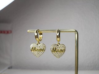 Pendientes Corazón Mama Baño Oro