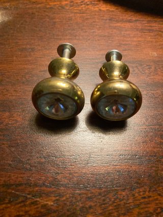2 Pomos Puerta Cristal Dorados