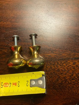2 Pomos Puerta Cristal Dorados
