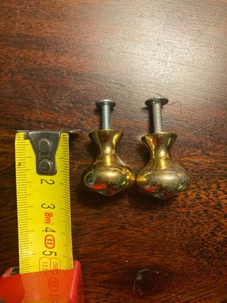 2 Pomos Puerta Cristal Dorados