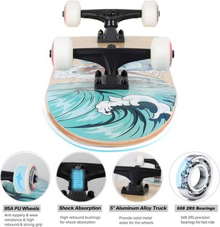 Tabla Skate Tiburón 31x8 Principiante/Avanzado
