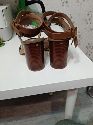 Sandalias Michael Kors tobillo marrón dorado tacón