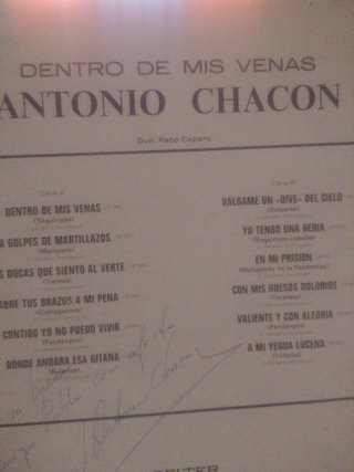 Vinilo Antonio Chacon - Dentro de mis venas