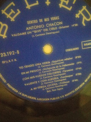 Vinilo Antonio Chacon - Dentro de mis venas