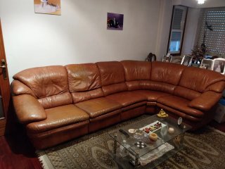 Sofá Rinconera de Piel Marrón