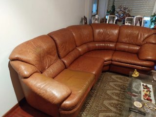 Sofá Rinconera de Piel Marrón