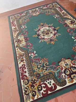 Alfombra Decorativa Verde con Diseño Floral