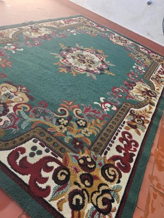Alfombra Decorativa Verde con Diseño Floral