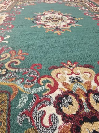 Alfombra Decorativa Verde con Diseño Floral