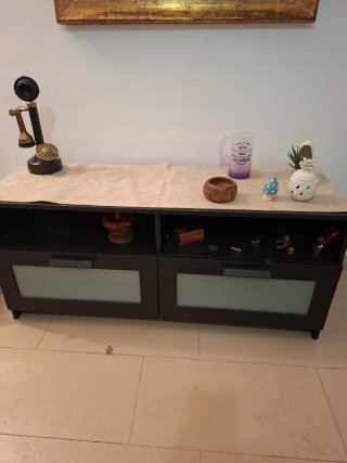 Mueble TV madera y cristal