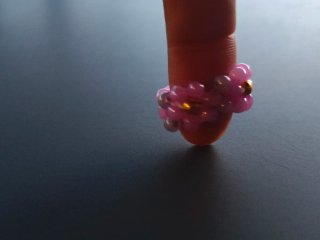 Anillo flores ajustable rosa y gris