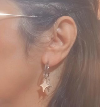 Pendientes aro acero con estrellas