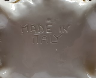 Sopera Cerámica Italiana Flores Rosas Blanca