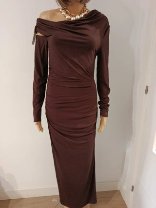 Vestido marrón largo fiesta