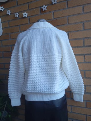 Cardigan Punto Vintage Blanco Talla M y L