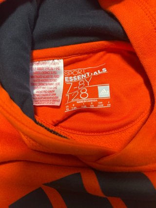 Sudadera Adidas Naranja con Logo Negro niños (7-8)