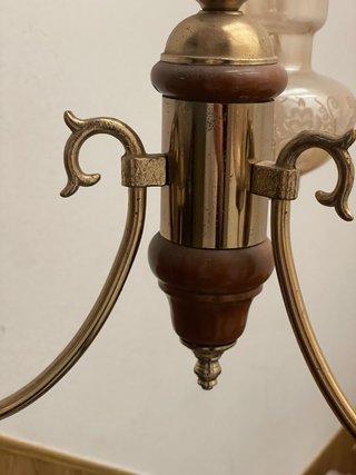Lámpara Techo Vintage Madera y Bronce