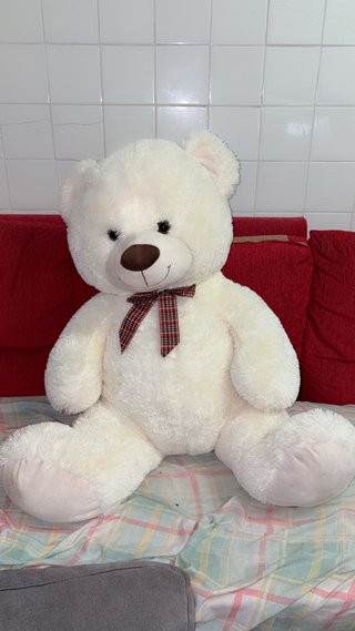 Oso de peluche gigante blanco con lazo
