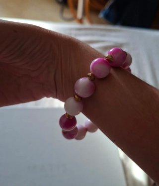 Bracciale perle sfumate bianco e rosa