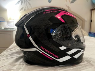Casco Scorpion Exo 491 Negro y Rosa