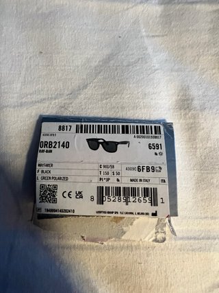 Gafas Ray-Ban Wayfarer Negras Nuevas