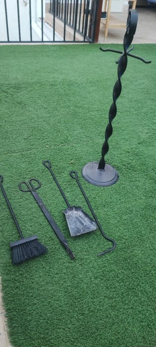 Juego Utensilios Chimenea Metal Negro