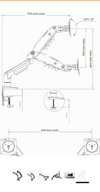 Soporte Escritorio 2 Pantallas 17-27 pulgadas 9kg