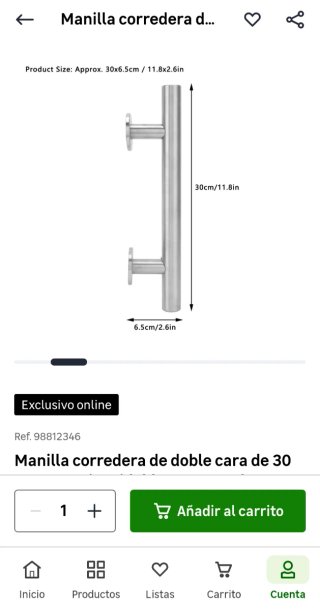 Tirador y uñero puerta corredera