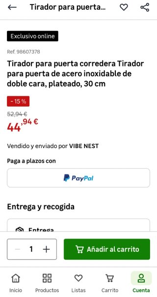 Tirador y uñero puerta corredera