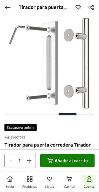 Tirador y uñero puerta corredera