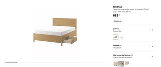 Cama Ikea TONSTAD + Colchón Vatnestrom 160x200