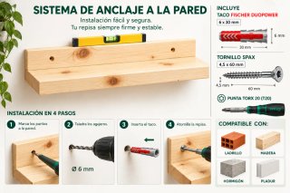 Estante de pared Madera Maciza (40cm)