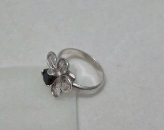 Anillo Plata 925 Flor Negra