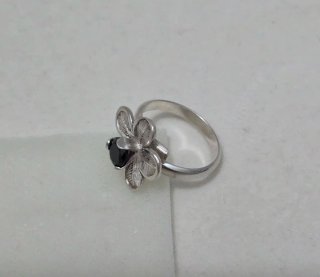 Anillo Plata 925 Flor Negra