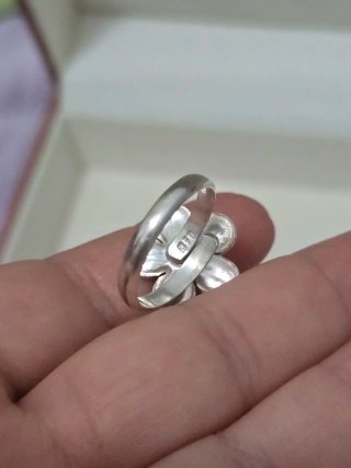 Anillo Plata 925 Flor Negra