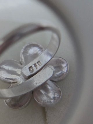 Anillo Plata 925 Flor Negra