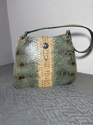 Borsa vintage vera pelle pitone fatta a mano