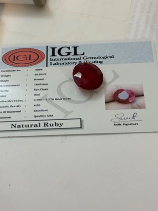 Rubí Natural IGL 20.50 Ct Birmania