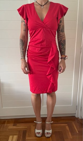 Vestido rojo con volantes