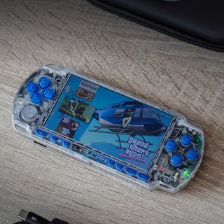 PSP 3000 Aqua Clear 64GB USB-C Batteria Nuova