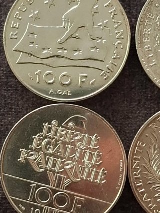 Monedas 100 Francos Plata Franceses